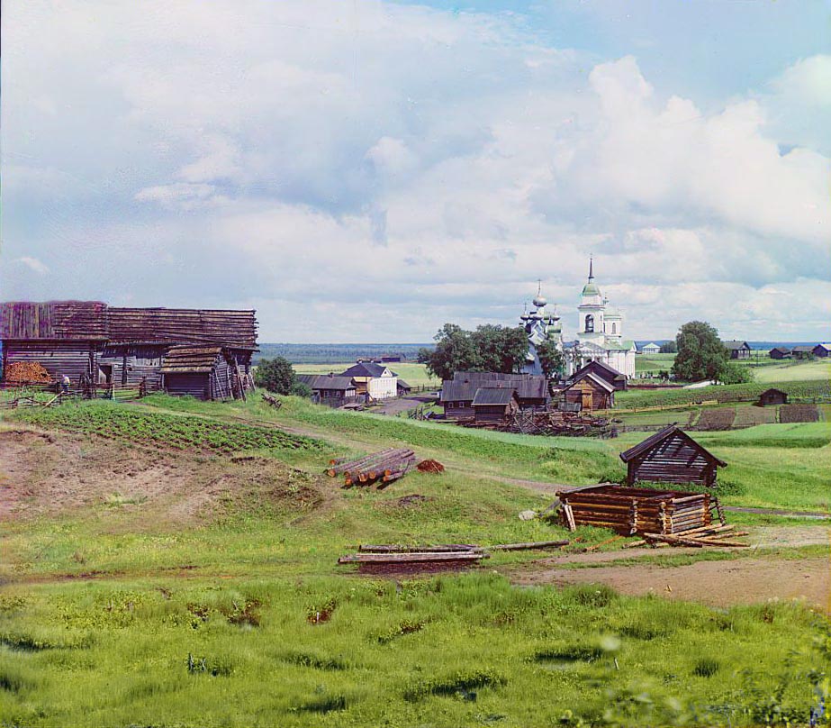 Село Палтога: Знаменская церковь (1810 год) и деревянная Богоявленская (1733 год). В настоящее время деревня Палтога, деревня Васюково